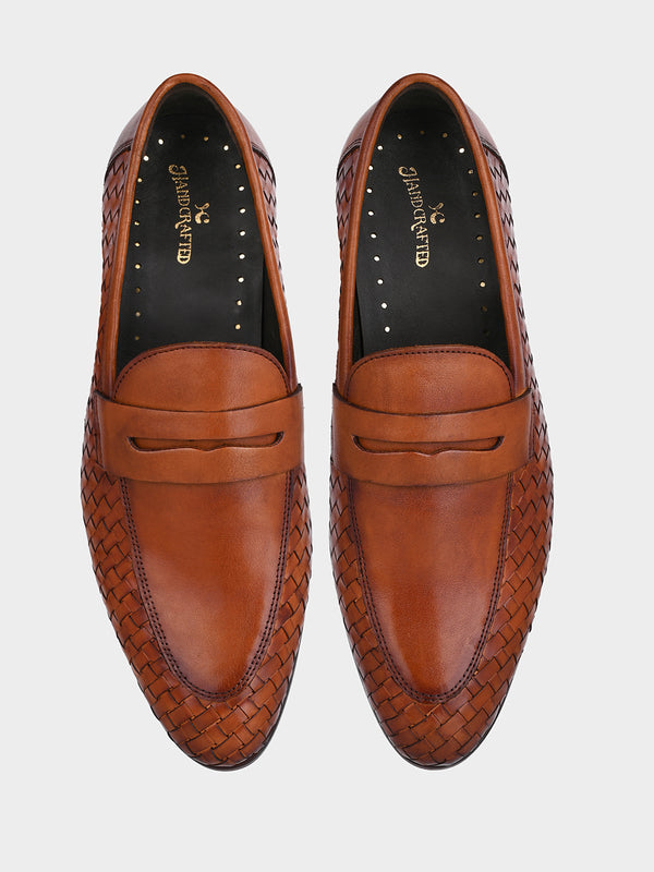 Hand-Woven Argentine Leather Penny Loafer