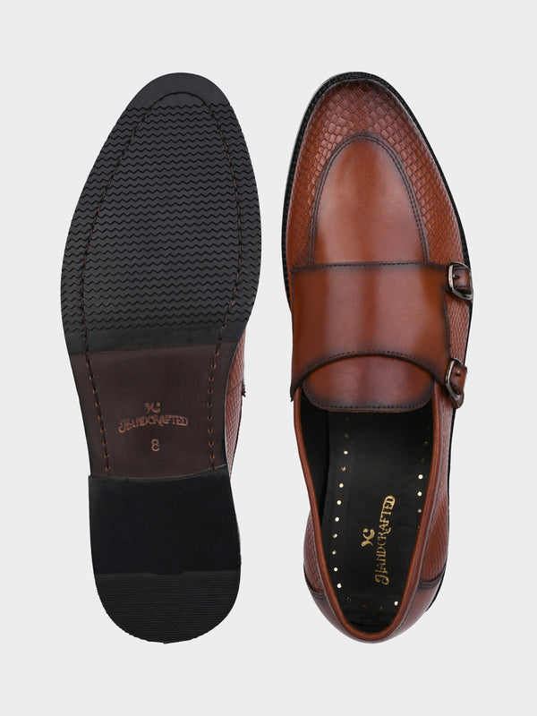 The Gala Monk Strap (Argentinian Croc-Embossed Dark Tan)