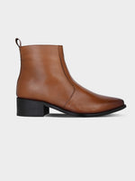 Tan Burnished Cuban Heel Zipper Boot