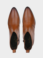 Tan Burnished Cuban Heel Zipper Boot