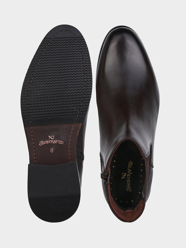 Full-Grain Crust Leather Chelsea Zipper Boot | Heritage Brown