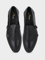 Blanco Black Antique Argentinian Leather Double Monk Strap