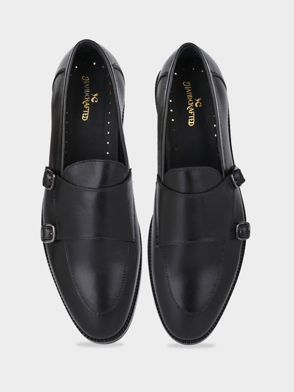 Blanco Black Antique Argentinian Leather Double Monk Strap
