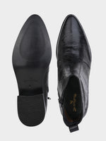 Hand-Printed Cuban Heel Zipper Boot | Noir Floral Edition