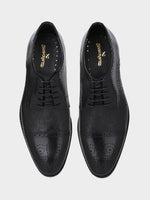 Midnight Black Italian Leather Embossed Brogue