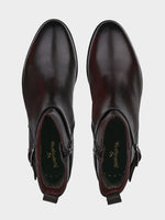 Deep Brown Italian Leather Cowboy Zipper Boot