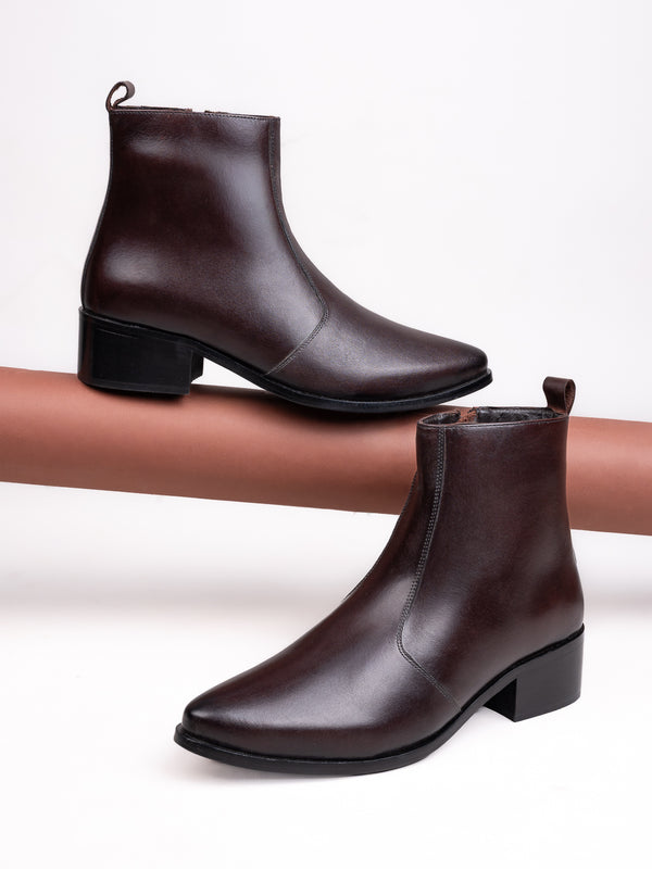 Coco Brown Cuban Heel Zipper Boot