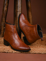 Hand-Printed Cuban Heel Zipper Boot