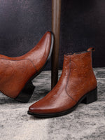 Hand-Printed Cuban Heel Zipper Boot
