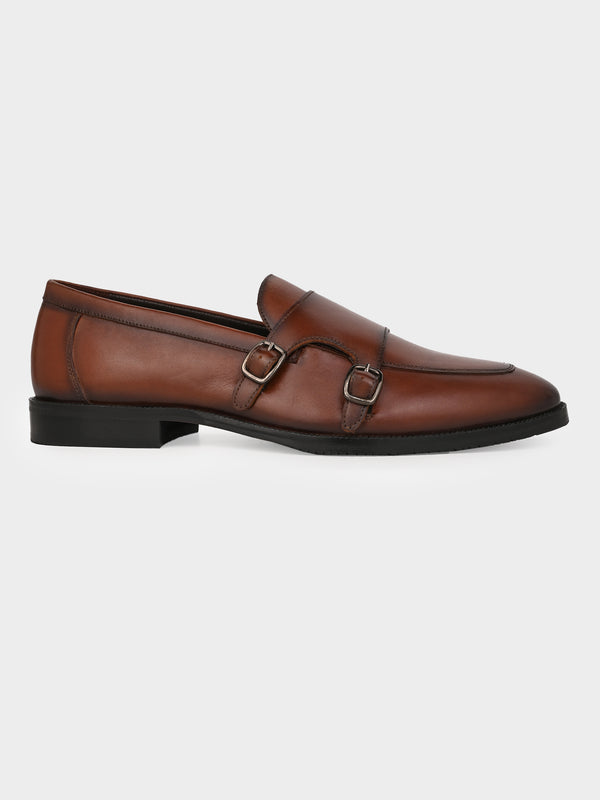 Tan Antique Argentinian Leather Double Monk Strap