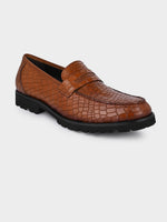 Tan Reptile Penny Moccasins