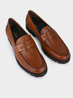Tan Reptile Penny Moccasins