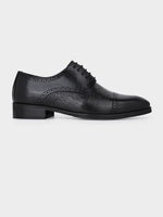 Midnight Black Italian Leather Embossed Brogue