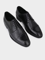 Midnight Black Italian Leather Embossed Brogue