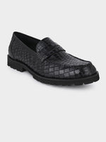 Blanco Black Reptile Penny Moccasins