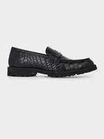 Blanco Black Reptile Penny Moccasins