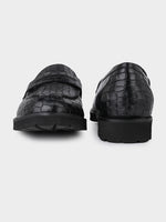 Blanco Black Reptile Penny Moccasins