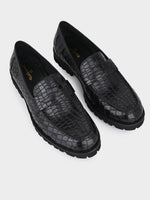 Blanco Black Reptile Penny Moccasins