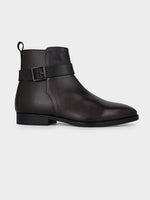 Deep Brown Italian Leather Cowboy Zipper Boot