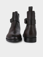 Deep Brown Italian Leather Cowboy Zipper Boot