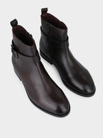 Deep Brown Italian Leather Cowboy Zipper Boot