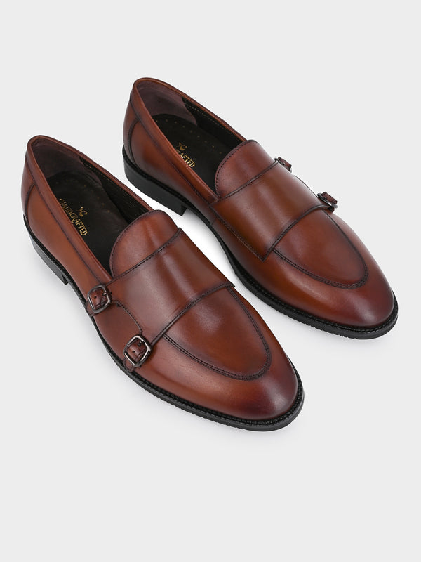 Tan Antique Argentinian Leather Double Monk Strap
