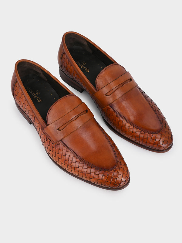 Hand-Woven Argentine Leather Penny Loafer
