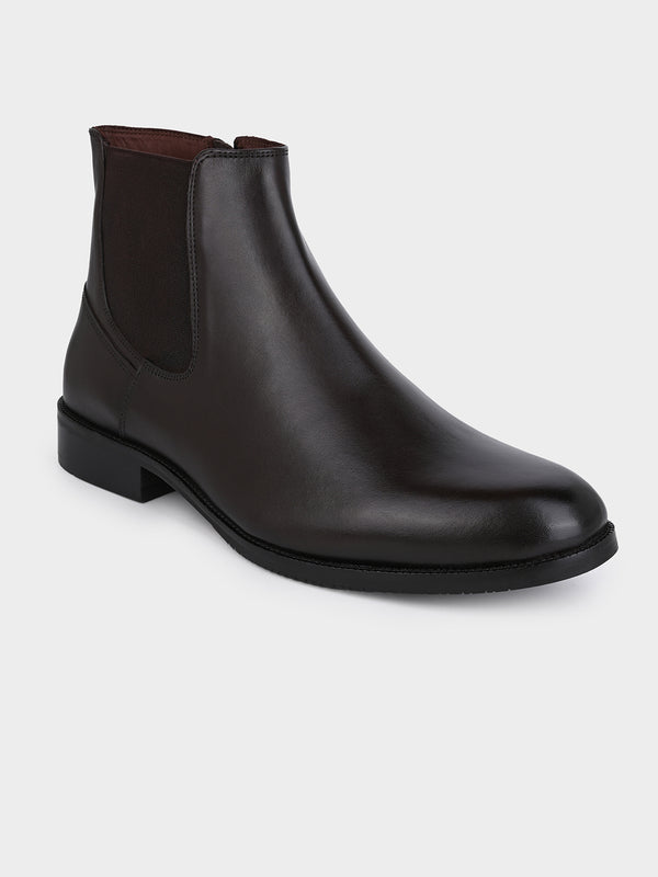 Full-Grain Crust Leather Chelsea Zipper Boot | Heritage Brown
