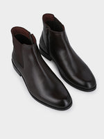 Full-Grain Crust Leather Chelsea Zipper Boot | Heritage Brown