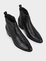 Hand-Printed Cuban Heel Zipper Boot | Noir Floral Edition