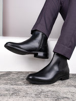 Full-Grain Crust Leather Chelsea Zipper Boot