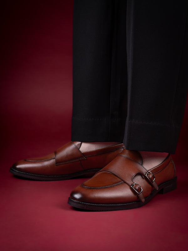 Tan Antique Argentinian Leather Double Monk Strap