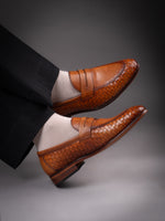 Hand-Woven Argentine Leather Penny Loafer
