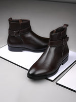 Deep Brown Italian Leather Cowboy Zipper Boot