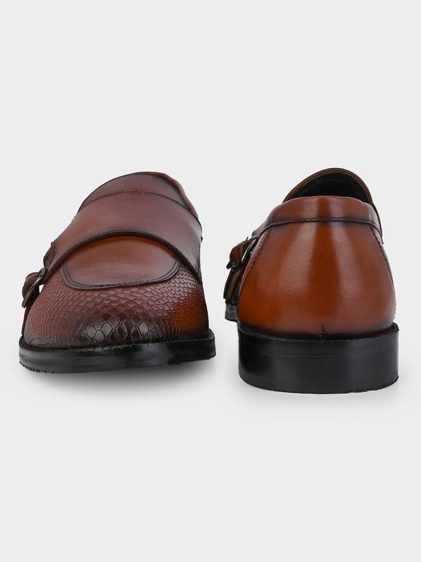 The Gala Monk Strap (Argentinian Croc-Embossed Dark Tan)