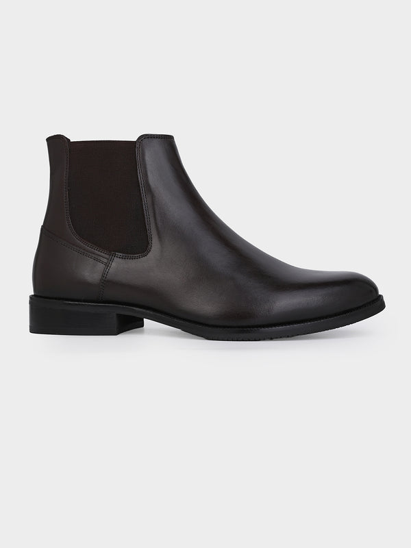 Full-Grain Crust Leather Chelsea Zipper Boot | Heritage Brown