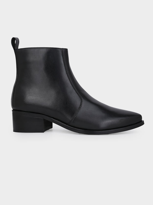 Jet Black Cuban Heel Zipper Boot
