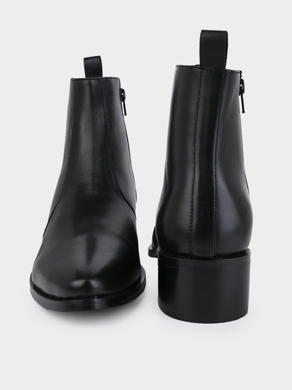 Jet Black Cuban Heel Zipper Boot