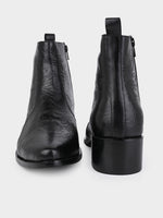 Hand-Printed Cuban Heel Zipper Boot | Noir Floral Edition