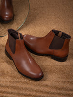 Full-Grain Crust Leather Chelsea Zipper Boot