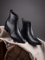 Jet Black Cuban Heel Zipper Boot