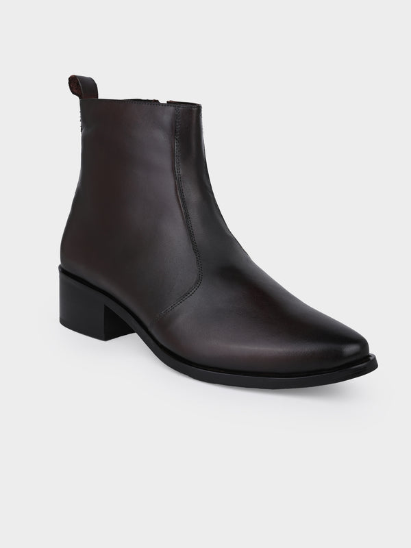 Coco Brown Cuban Heel Zipper Boot