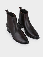 Coco Brown Cuban Heel Zipper Boot