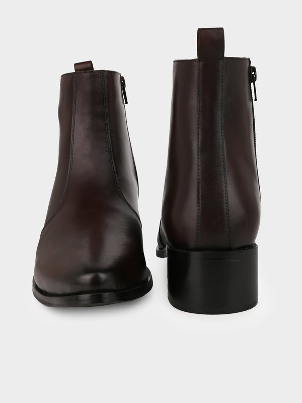 Coco Brown Cuban Heel Zipper Boot