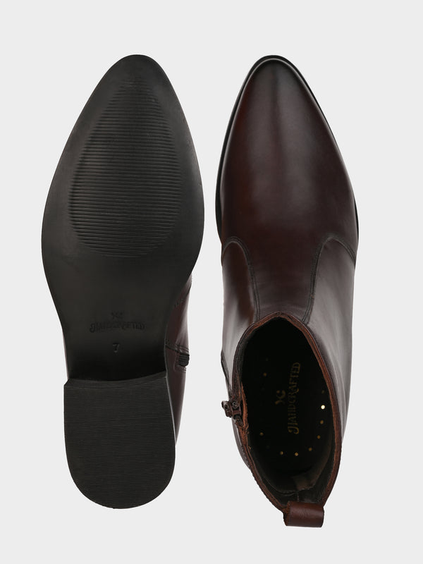 Coco Brown Cuban Heel Zipper Boot