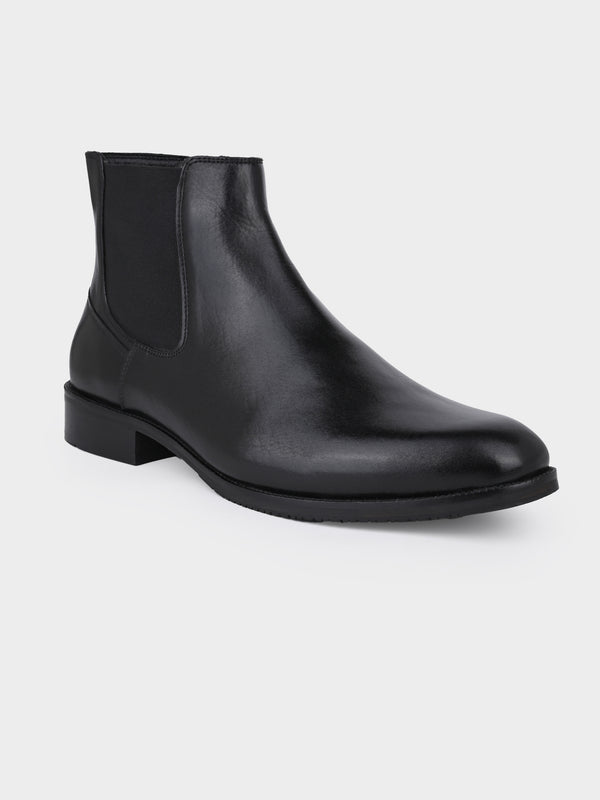 Full-Grain Crust Leather Chelsea Zipper Boot
