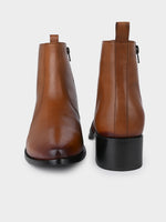 Tan Burnished Cuban Heel Zipper Boot