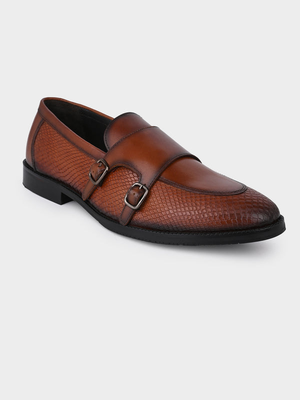The Gala Monk Strap (Argentinian Croc-Embossed Dark Tan)