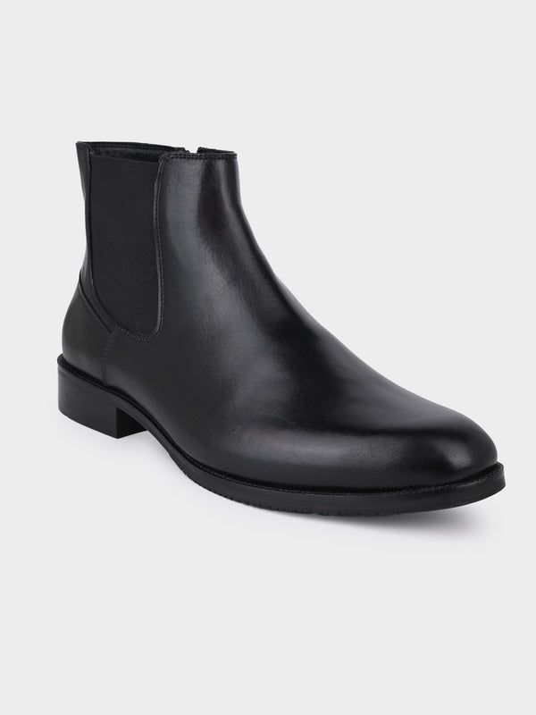 Full-Grain Crust Leather Chelsea Zipper Boot