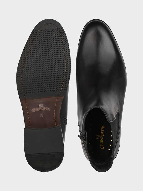 Full-Grain Crust Leather Chelsea Zipper Boot